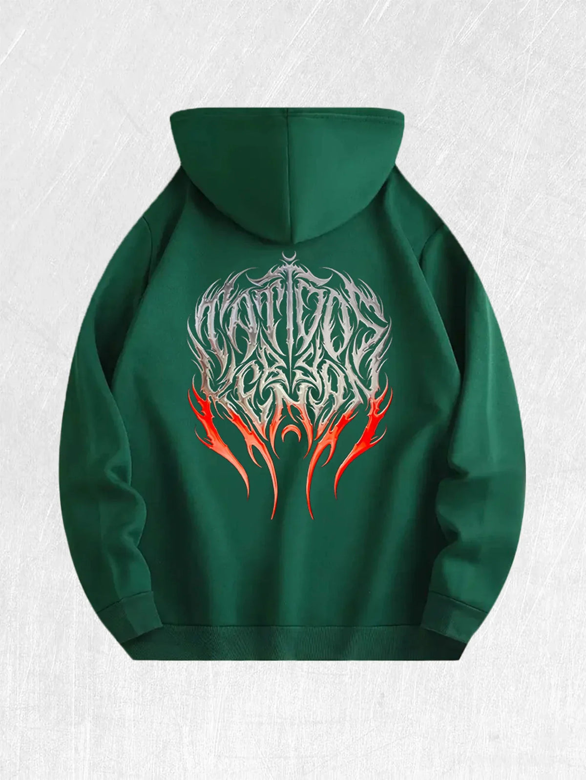Gothic Flame graphic hoodie by TrendLux Wear, 100% cotton streetwear pullover with fiery flame design in multiple colors.