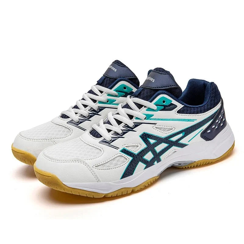Unisex TrendLux Wear anti-slip court sneakers for badminton and table tennis with breathable athletic design and grip sole.