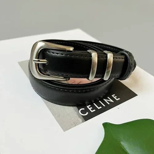 Women's real leather jeans belt by TrendLux Wear with a sleek buckle, perfect for casual or stylish outfits.