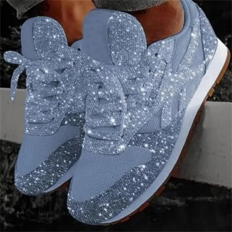 Women's Glitter Platform Chunky Sneakers | Height-Increasing Sparkling Running Shoes | Spring 2026 - TrendLux Wear