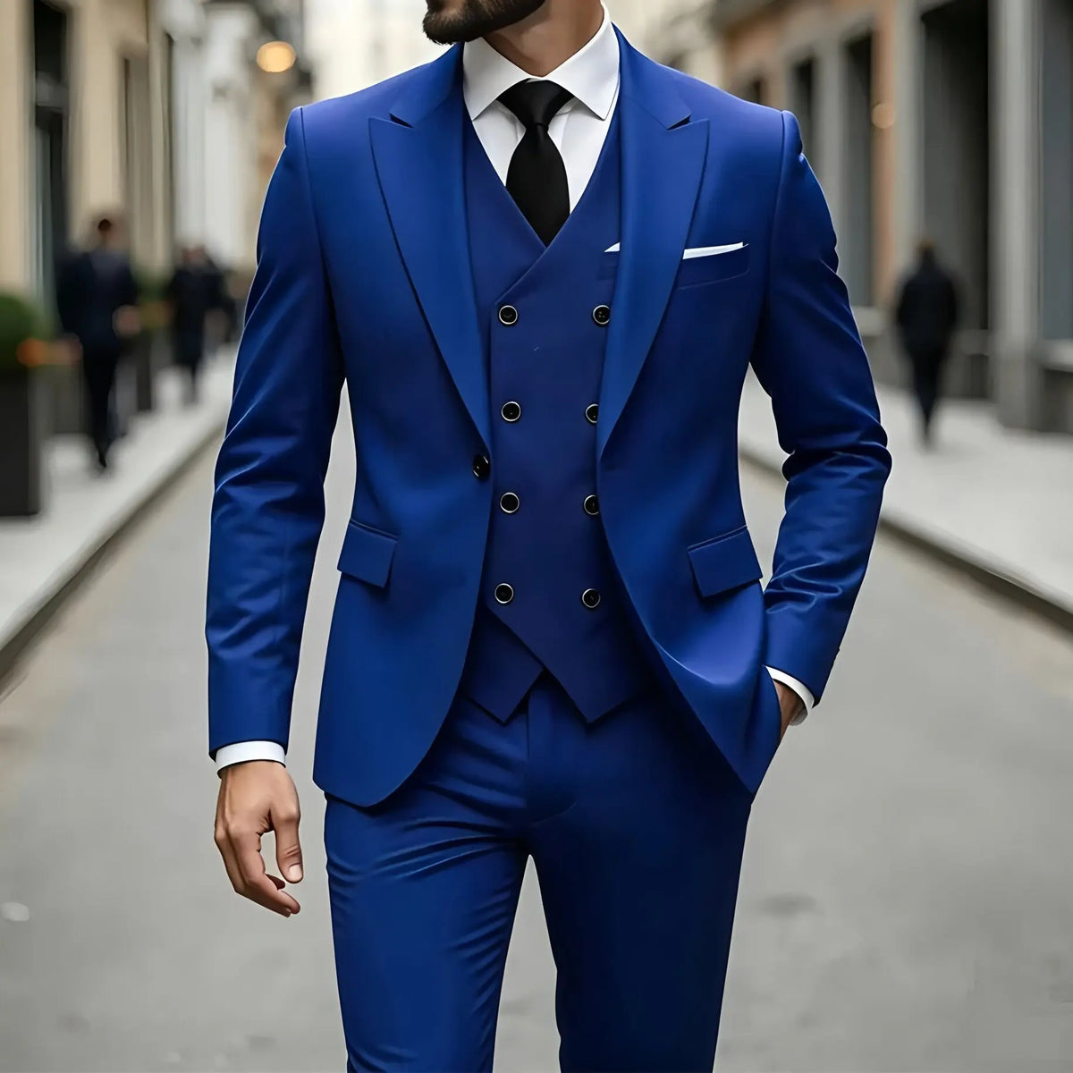 Men's Peak-Lapel Three-Piece Tuxedo Suit