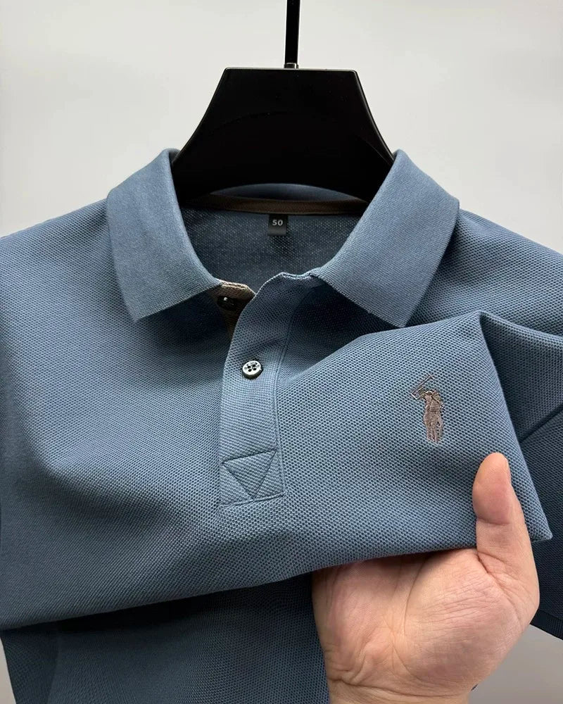 Men's Smart-Casual Embroidered Cotton Polo