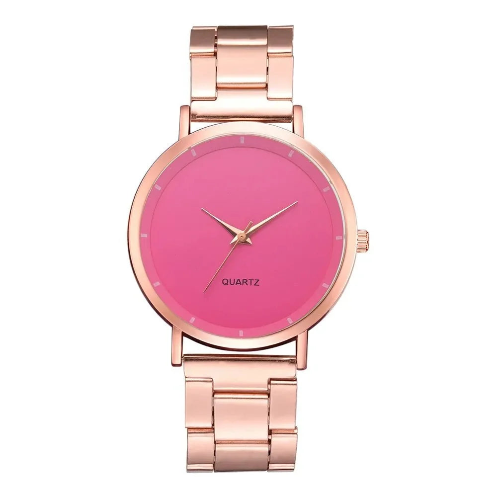 Women's rose gold stainless steel TrendLux Wear watch with a sleek round face and elegant design.