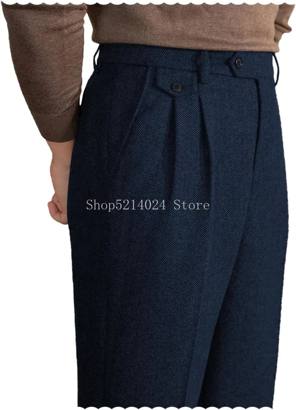 Men's Vintage Herringbone Dress Trousers