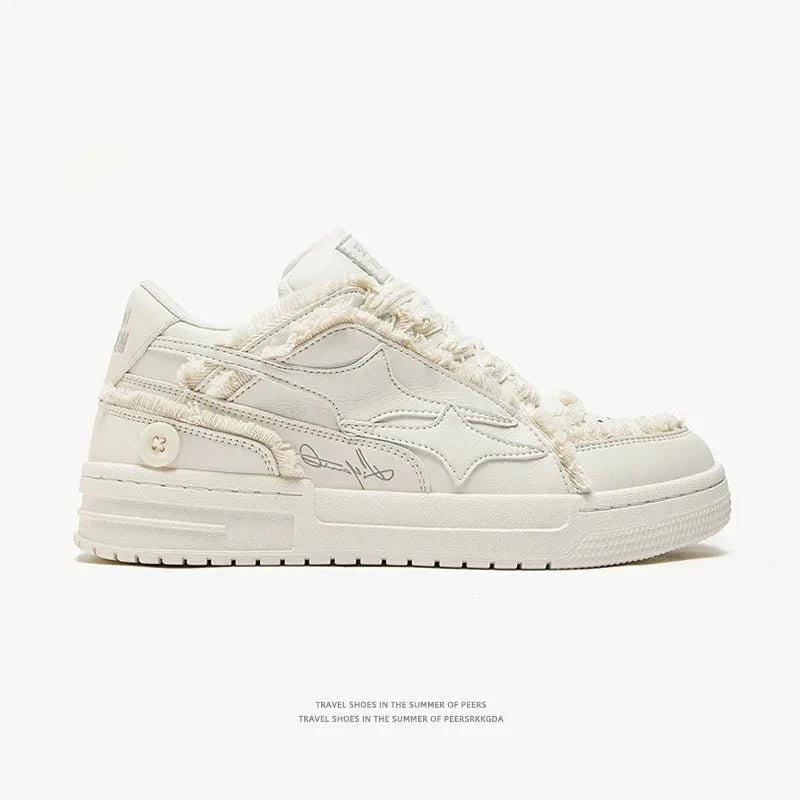 Retro Star leather sneakers by TrendLux Wear, unisex casual shoes featuring a stylish star design and comfortable fit.