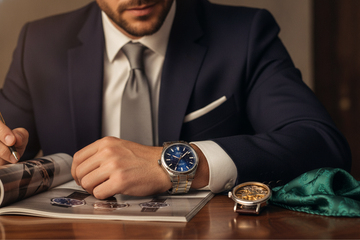 Stylish men's waterproof quartz watch with blue dial, perfect for luxury fashion and everyday elegance