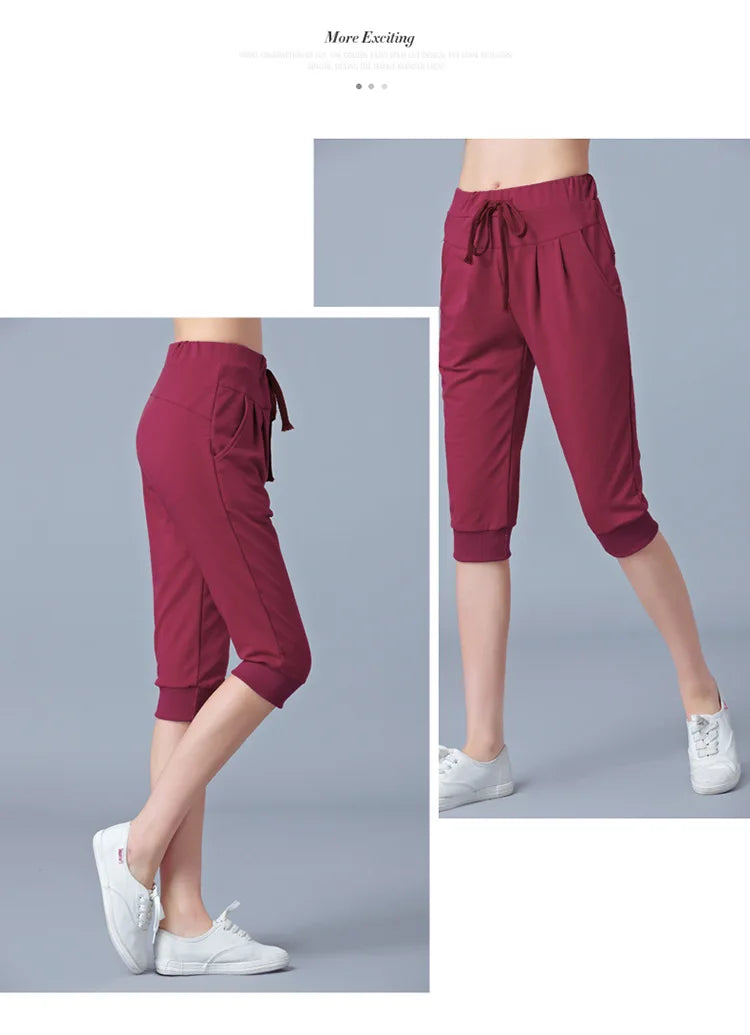TrendLux Women's Harem Jogger Capri Pants – High Waist Loose Sweatpants