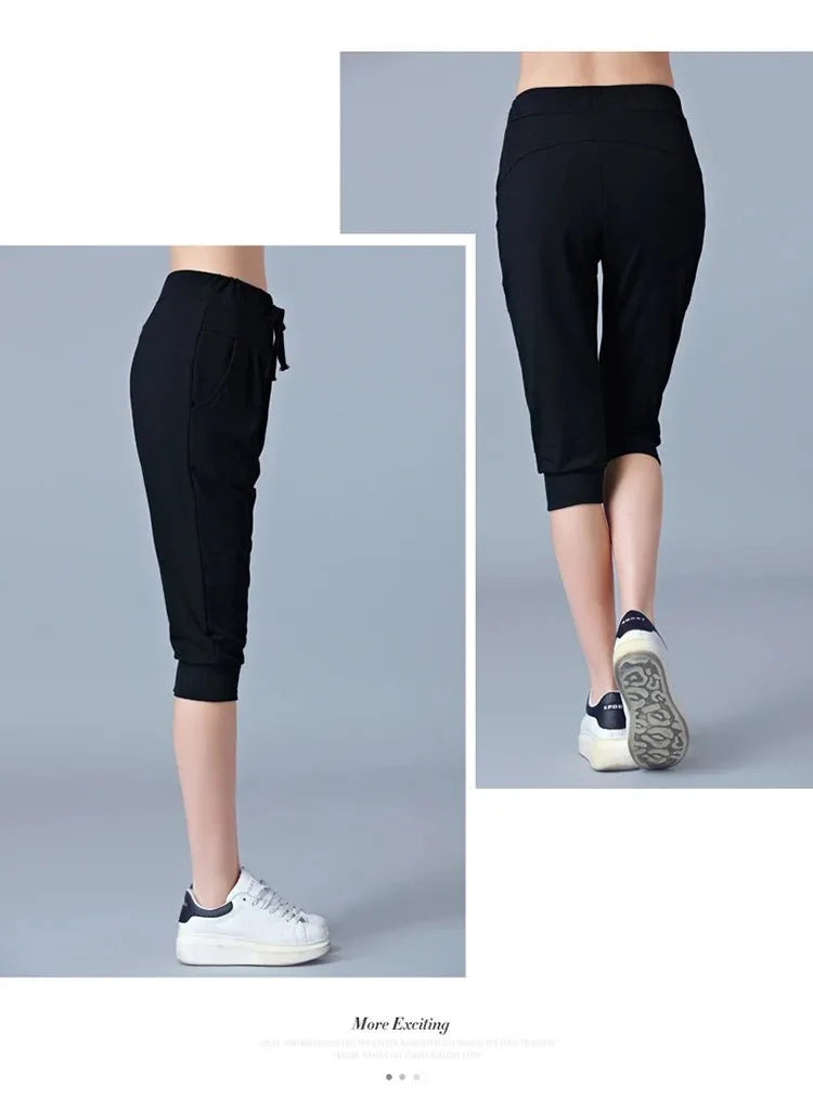 Women's high waist harem jogger capri pants by TrendLux Wear, loose fit with comfortable sweatpant style and casual design.