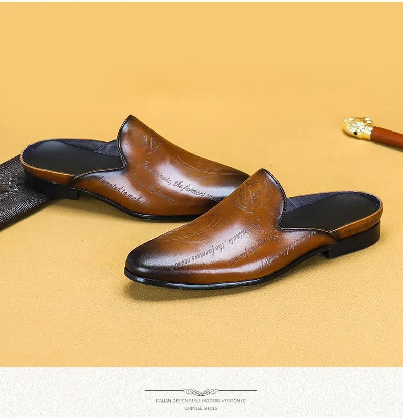 Men's Italian luxury genuine leather loafers by TrendLux Wear with embroidered details and non-slip soles, available in EU sizes 38-46.