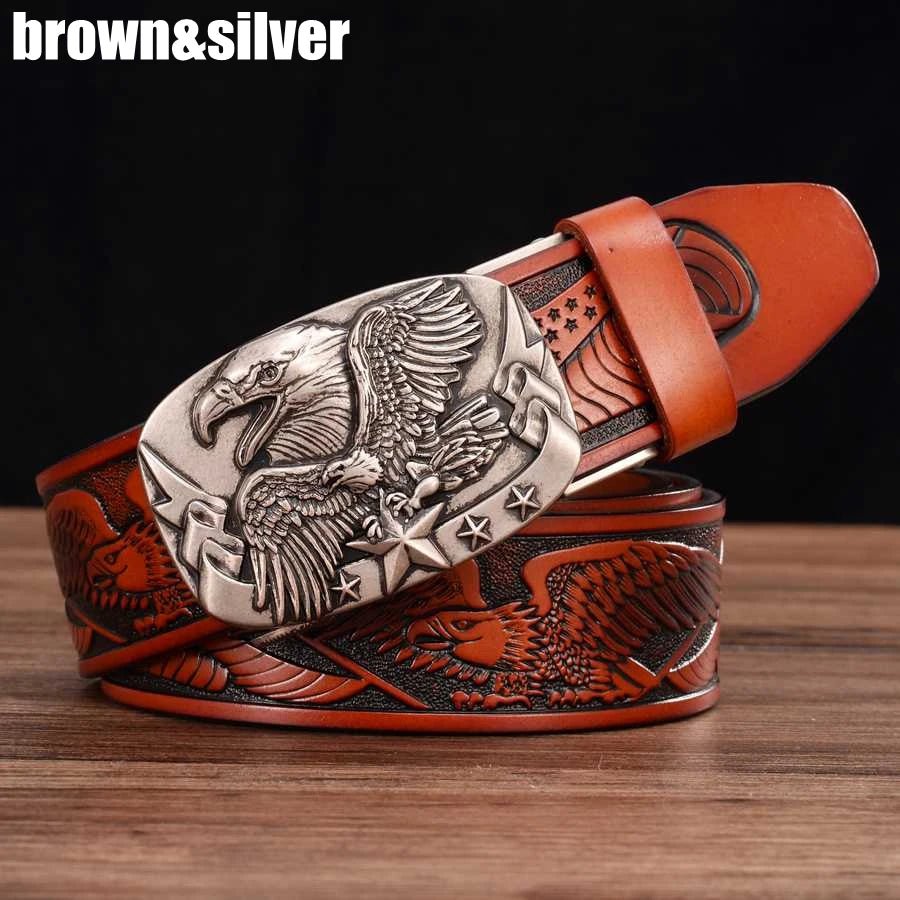 Men's genuine leather ratchet belt with automatic buckle and 35mm width, shown in a gift box from TrendLux Wear