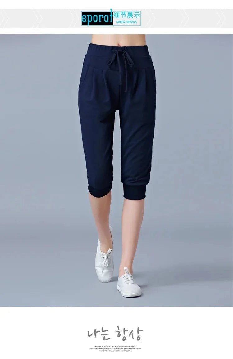 Women's high waist Harem jogger capri pants by TrendLux Wear, loose fit sweatpants with a comfortable, casual style.