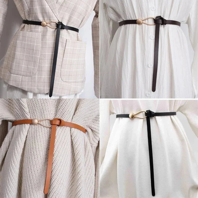 Women's thin bow knotted belt by TrendLux Wear, featuring a stylish bow knot and sleek design for fashion accessories.
