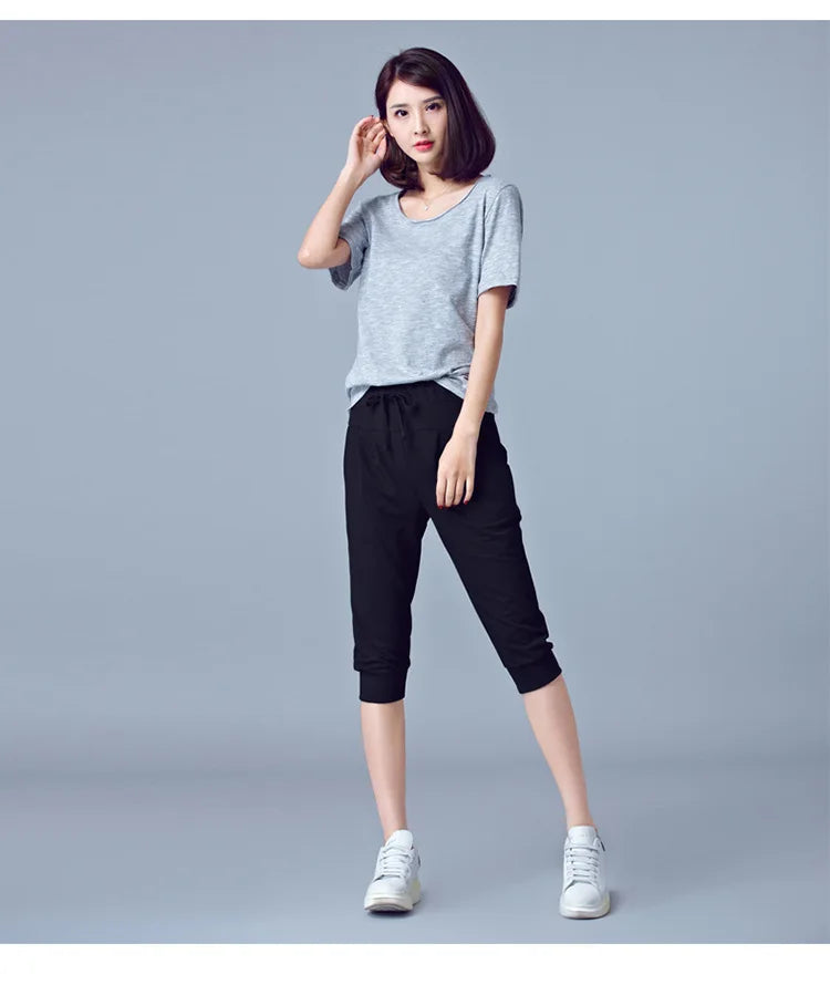 TrendLux Women's Harem Jogger Capri Pants – High Waist Loose Sweatpants