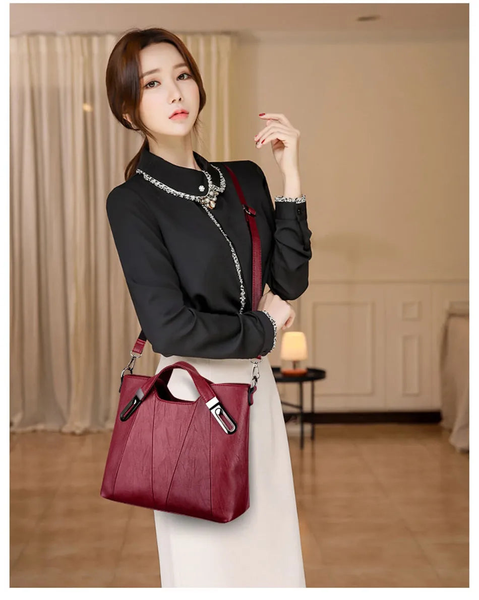 TrenLux Wear Women's Luxury Pure Leather Multi-Pocket  Handbag TrenLux Wear