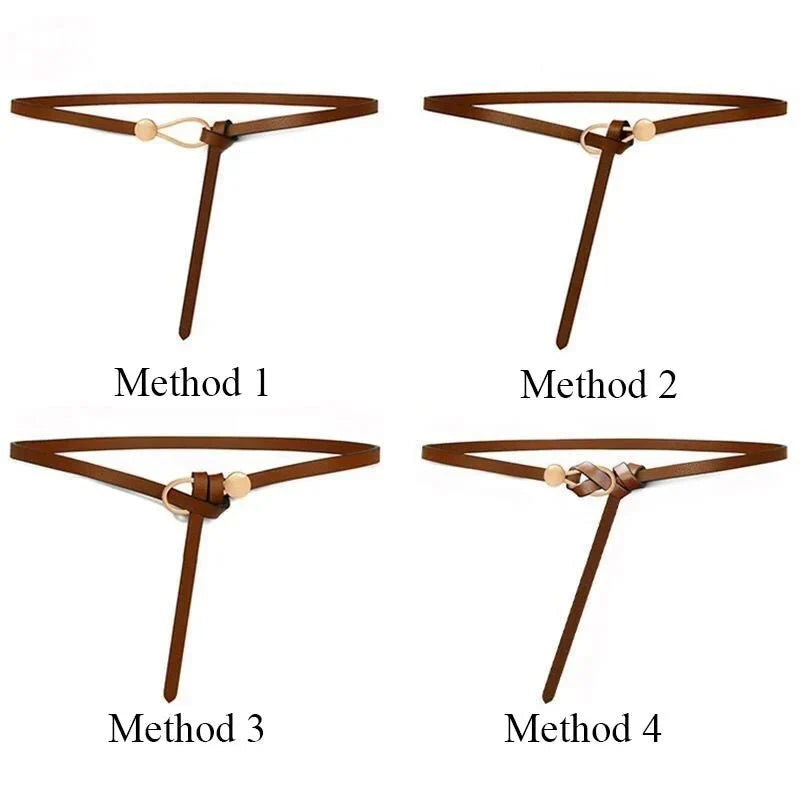 Women's Thin Bow Knotted Belt by TrendLux Wear, featuring a sleek design with a stylish bow knot on smooth material.