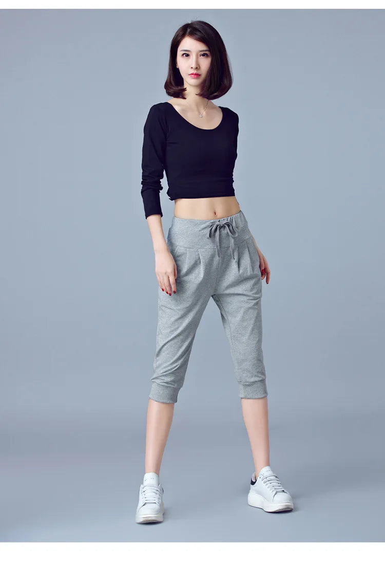 TrendLux Women's Harem Jogger Capri Pants – High Waist Loose Sweatpants