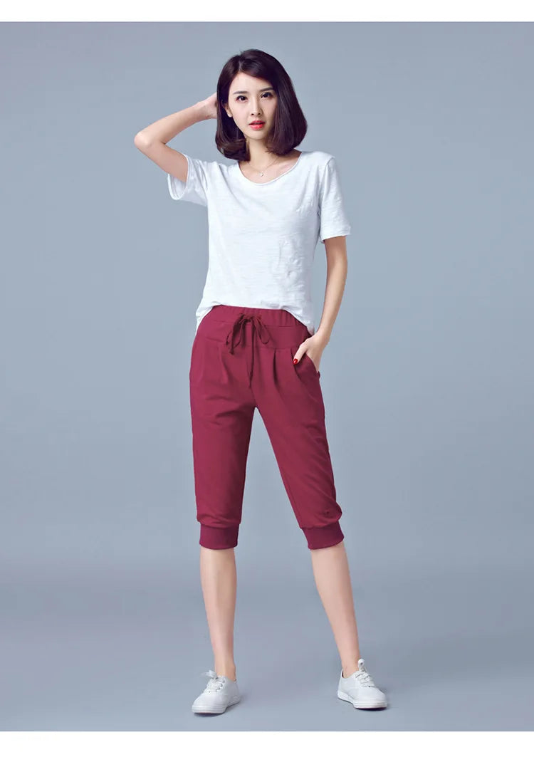 TrendLux Women's Harem Jogger Capri Pants – High Waist Loose Sweatpants