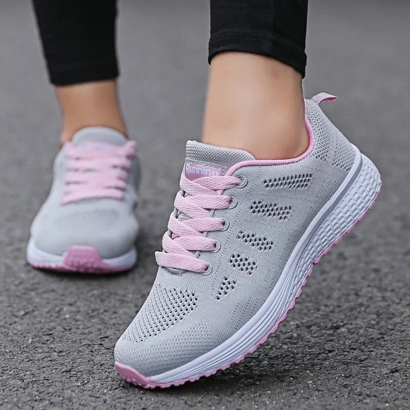 Women's breathable mesh sneakers by TrendLux Wear, lightweight flat walking shoes ideal for gym and everyday use.