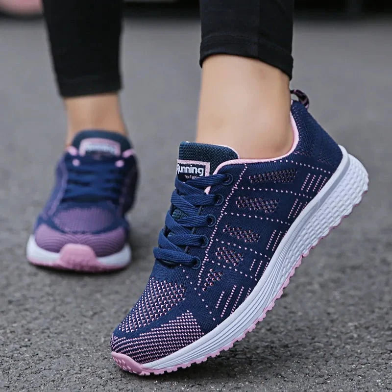 TrendLux Wear women's breathable mesh sneakers with lightweight design, flat soles, ideal for walking, gym, and everyday wear.