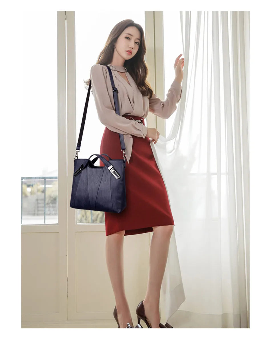 TrenLux Wear Women's Luxury Pure Leather Multi-Pocket  Handbag TrenLux Wear
