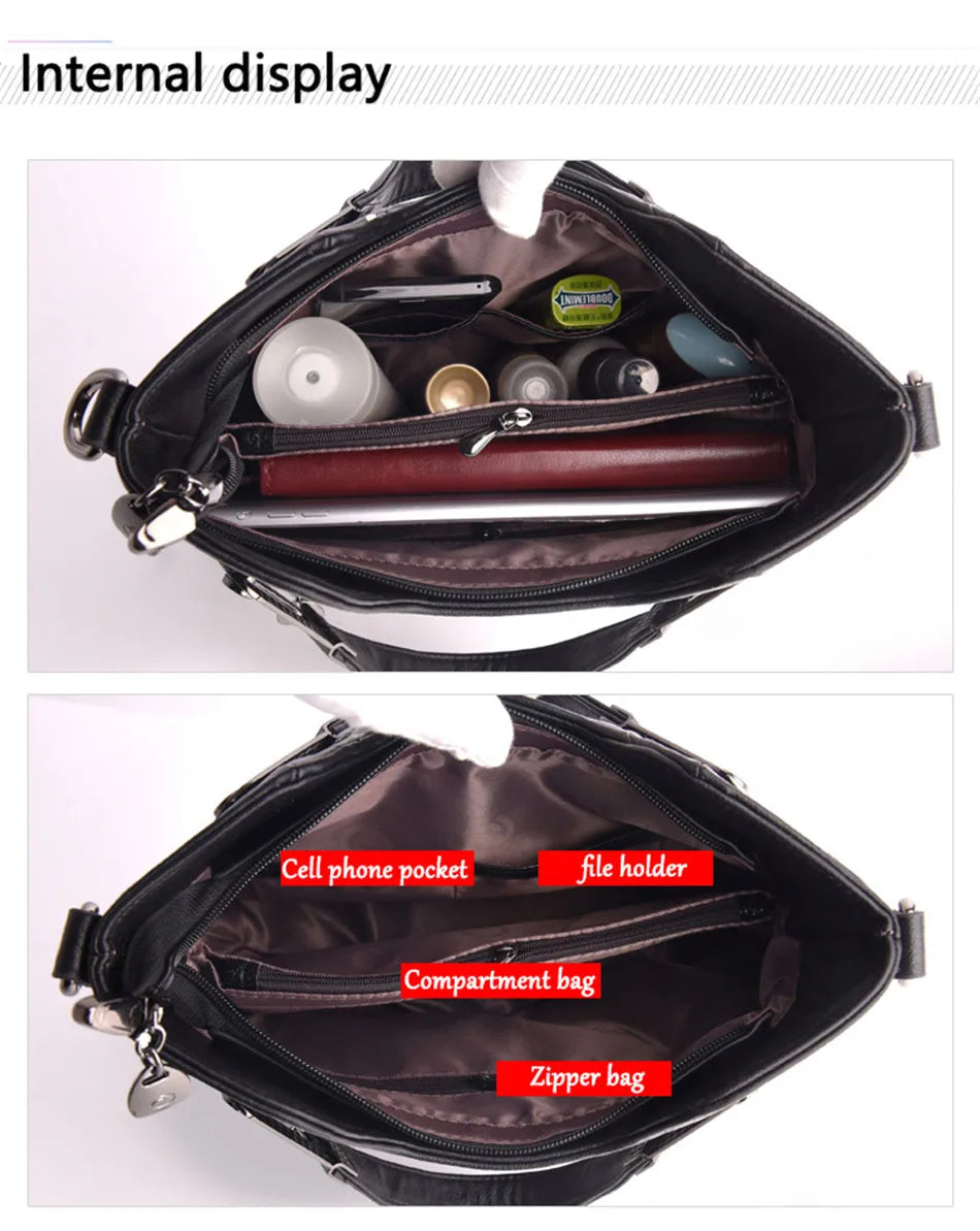 TrenLux Wear Women's Luxury Pure Leather Multi-Pocket  Handbag TrenLux Wear