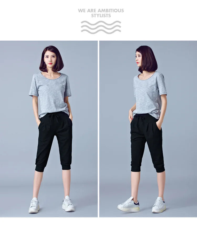 TrendLux Women's Harem Jogger Capri Pants – High Waist Loose Sweatpants