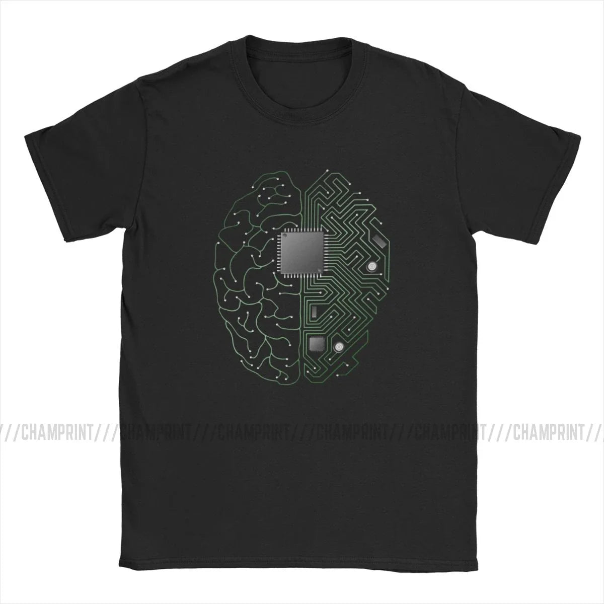 Brain circuit board T-shirt by My Store 5, featuring geeky engineering design in three colors, available in sizes S to 6XL.