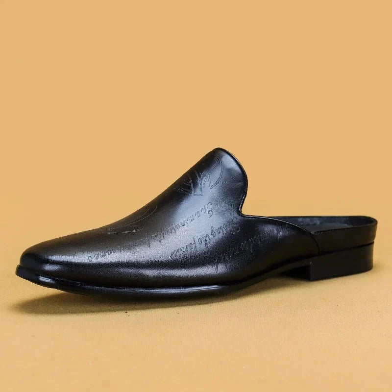 Men's Italian luxury genuine leather loafers with embroidered moccasin design and non-slip soles, available in EU sizes 38 to 46.