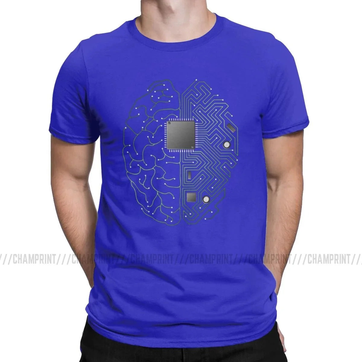 Brain circuit board T-shirt by My Store 5 featuring geek engineer and developer design in three colors, available in sizes S to 6XL.