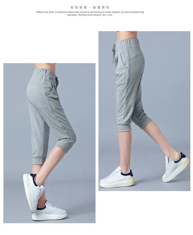 Women's high waist harem jogger capri pants by TrendLux Wear, loose sweatpants with a relaxed fit and comfortable style.