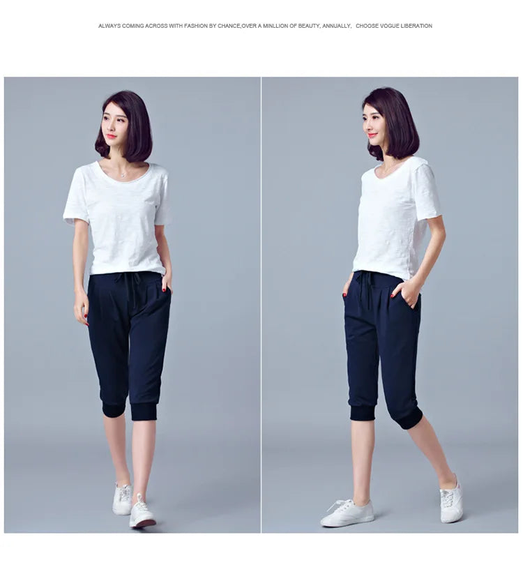 TrendLux Women's Harem Jogger Capri Pants – High Waist Loose Sweatpants
