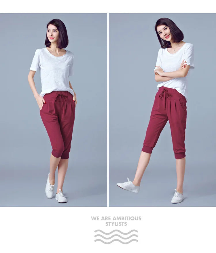 TrendLux Women's Harem Jogger Capri Pants – High Waist Loose Sweatpants