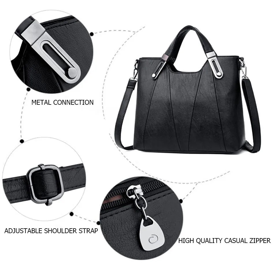 TrenLux Wear Women's Luxury Pure Leather Multi-Pocket  Handbag TrenLux Wear