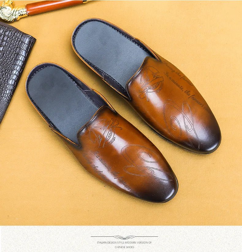 Men's Italian luxury genuine leather loafers by TrendLux Wear, non-slip embroidered moccasins in EU sizes 38–46.