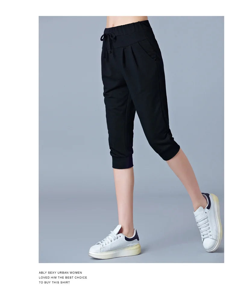 TrendLux Women's Harem Jogger Capri Pants – High Waist Loose Sweatpants