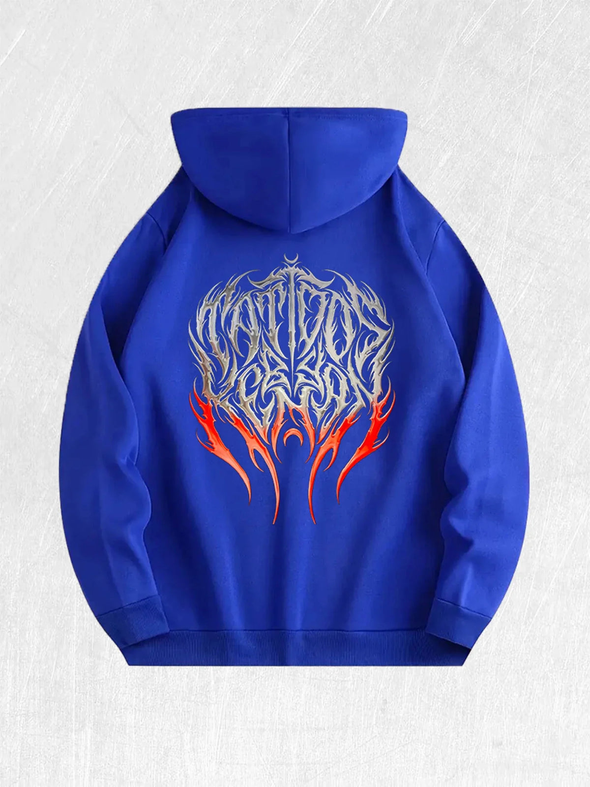 Gothic flame graphic hoodie by TrendLux Wear, 100% cotton streetwear pullover in multiple colors with bold flame design.