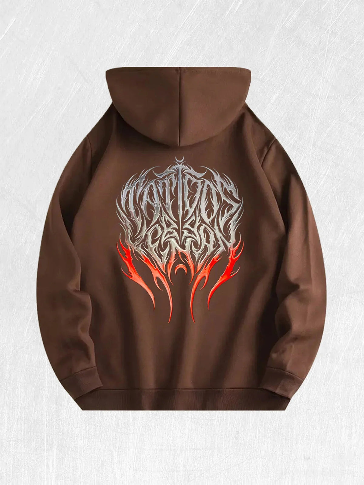 Black Gothic Flame Graphic Hoodie by TrendLux Wear featuring flame designs on 100% cotton streetwear pullover.