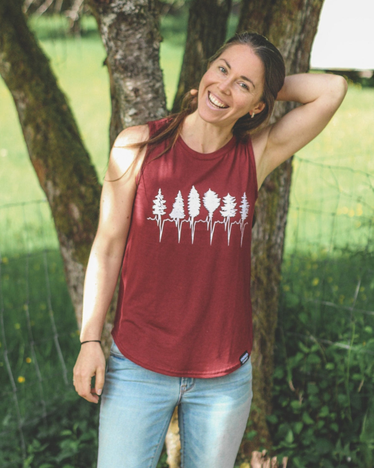 KINDRED COAST TREELINE women's relaxed bamboo tank top in natural beige, lightweight and breathable fabric, casual sleeveless style.