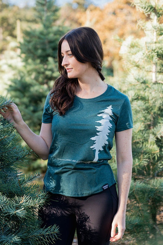 Women's eco-friendly T-shirt by KINDRED COAST featuring a comfortable fit and sustainable fabric, shown in a relaxed casual style.