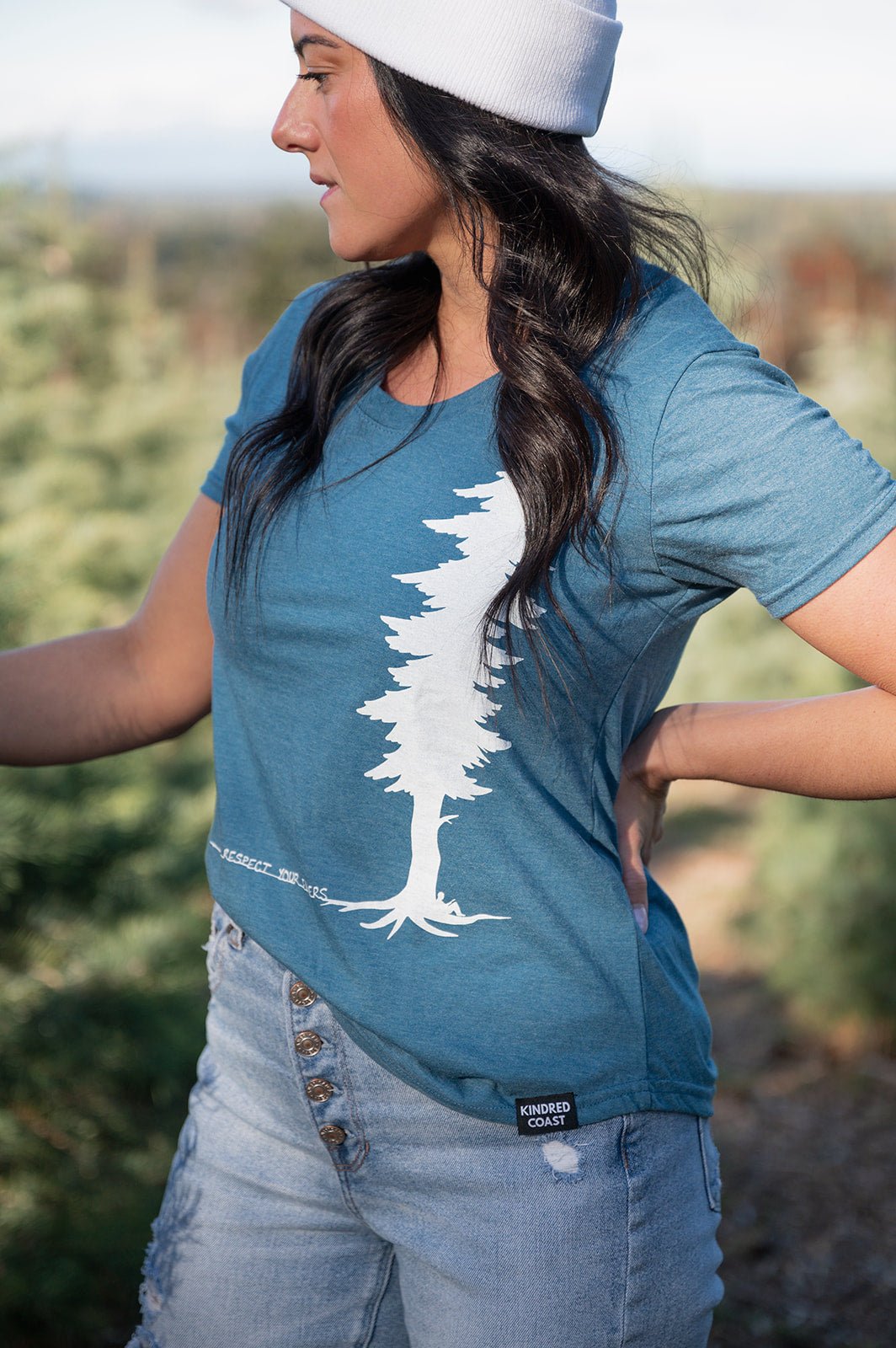 Eco-friendly women's eco tee by KINDRED COAST featuring a relaxed fit and soft fabric, perfect for casual wear.