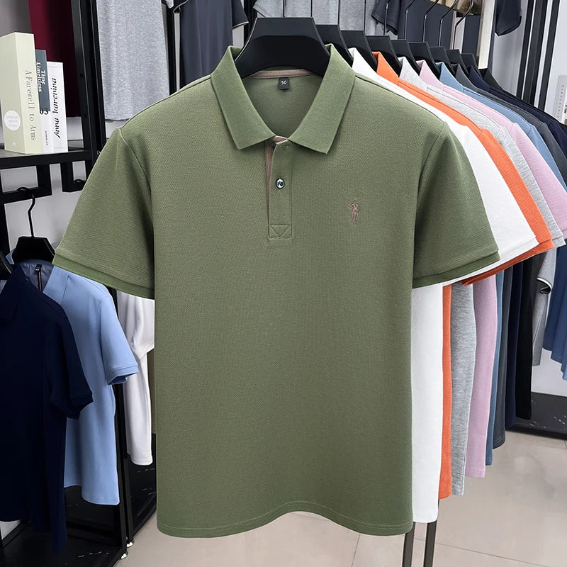 Men's Smart-Casual Embroidered Cotton Polo