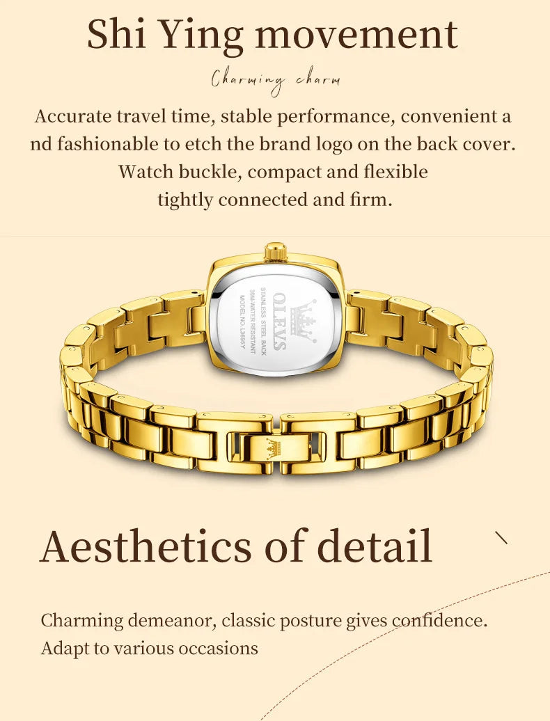 TrendLux OLEVS Women's Luxury Square Bracelet Luminous Waterproof Quartz Dress Watch