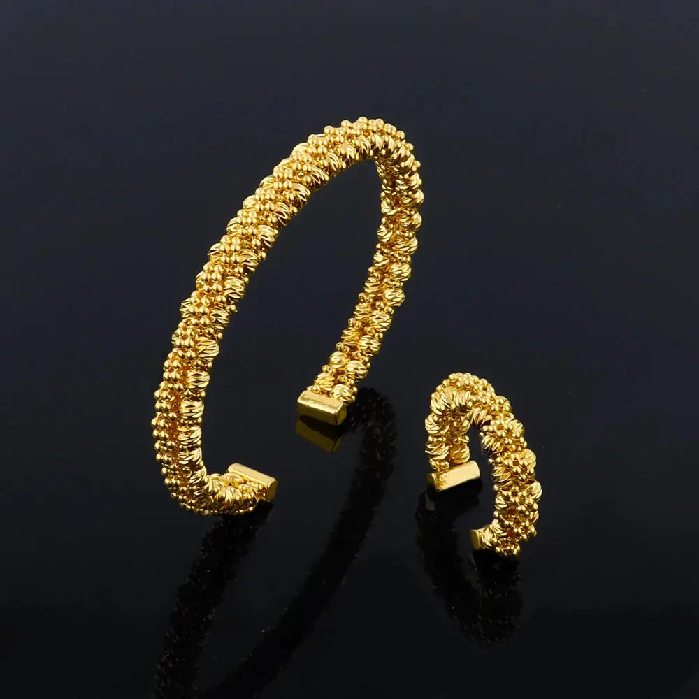 Women's Gold Plated Charm Jewellery Set — Necklace, Bracelet, Ring & Earrings for Party & Wedding TrenLux Wear