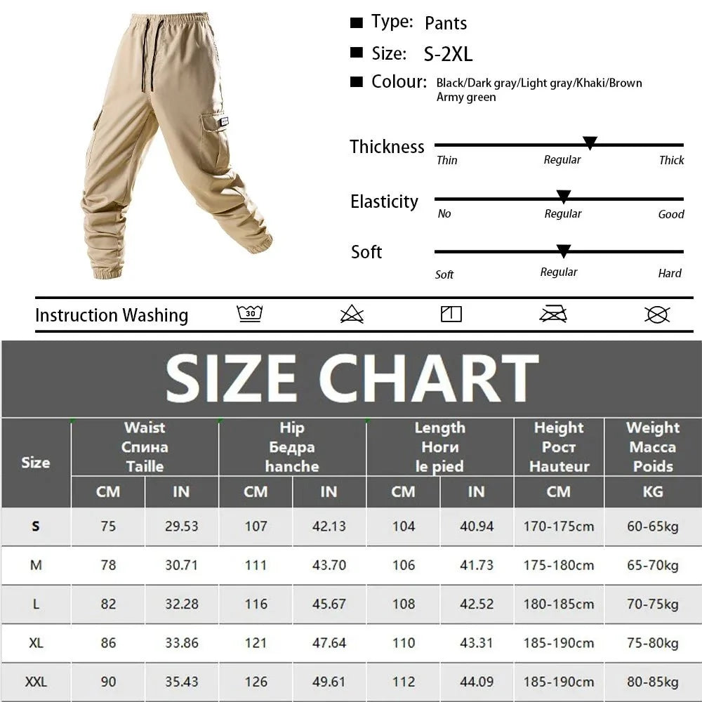 Men's tactical cargo pants by TrendLux Wear, loose fit outdoor jogger sweatpants with multiple pockets in seven colors.