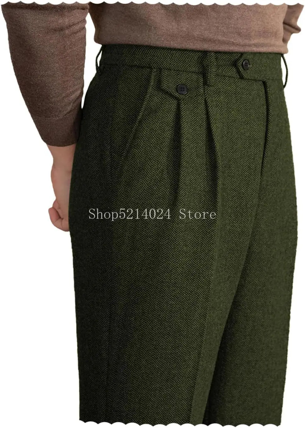 Men's Vintage Herringbone Dress Trousers