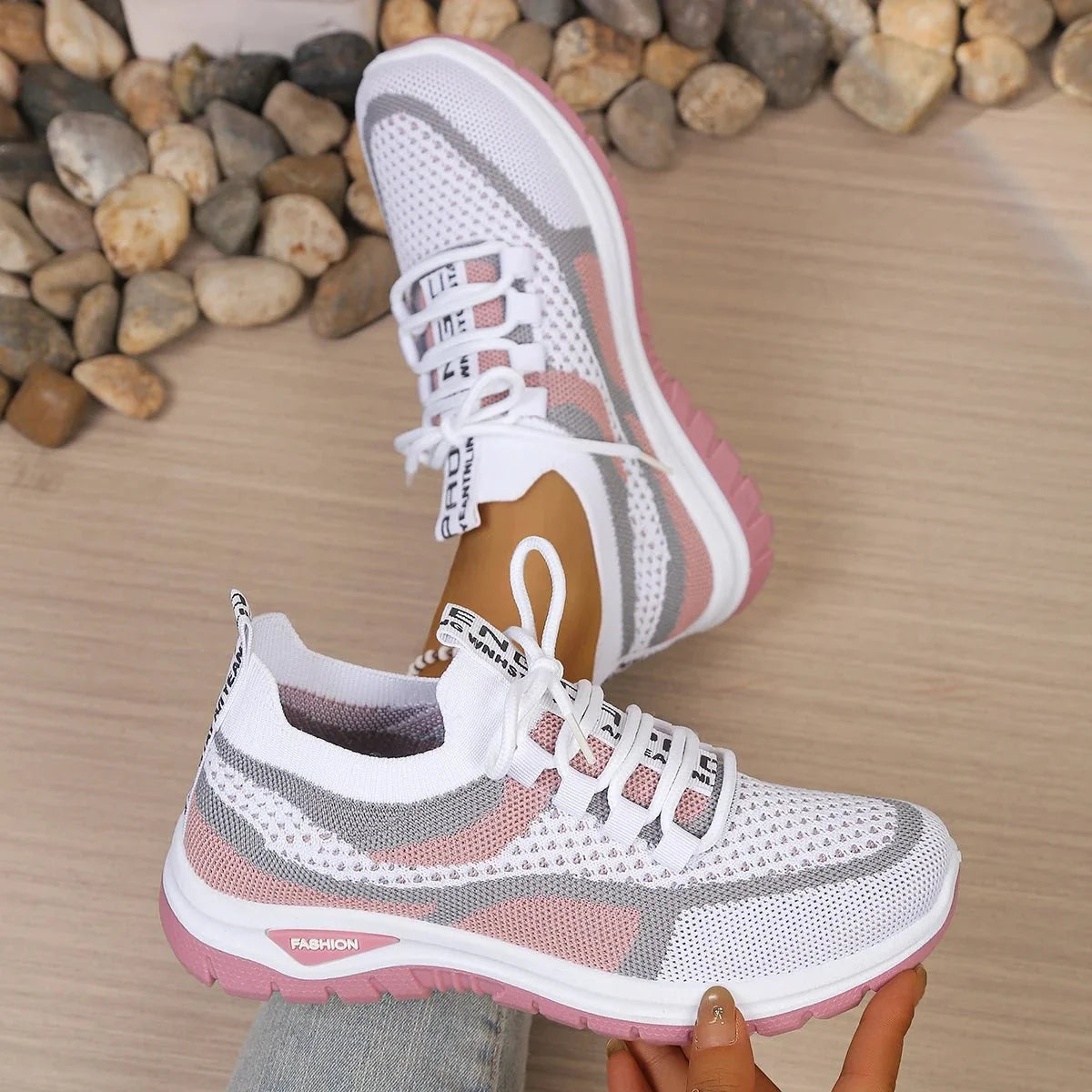 Women's Two-Tone Casual Sneakers | Lace-Up Fabric Low-Top Shoes | Summer 2026 - TrendLux Wear