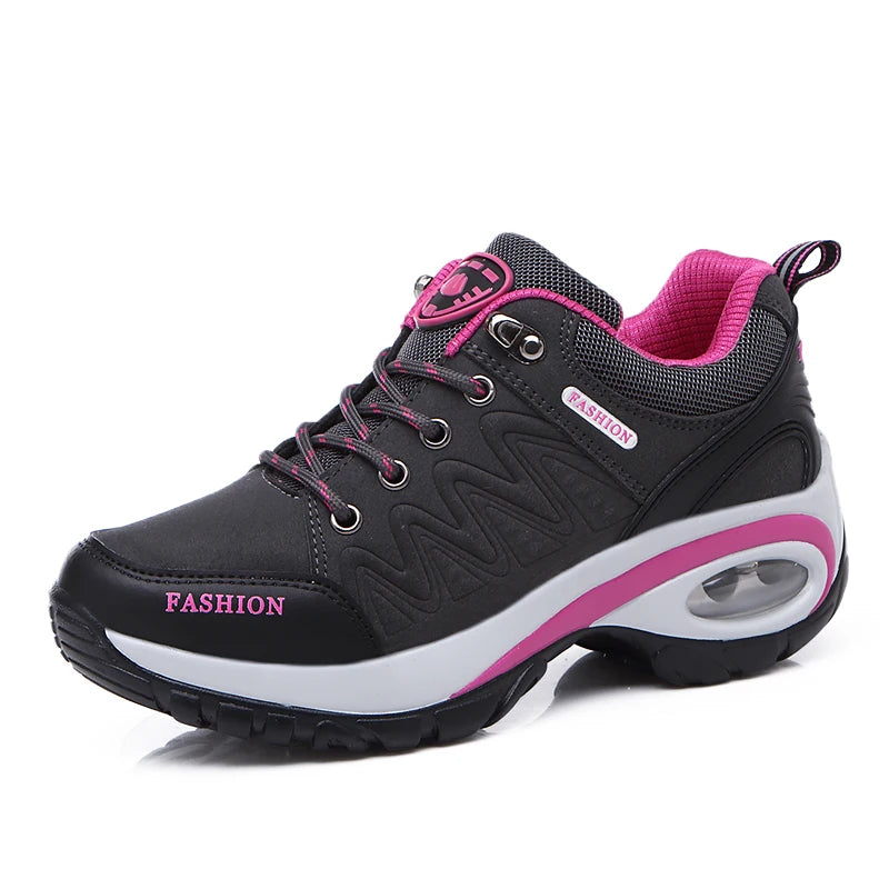 TrendLux Women's PU-EVA Breathable Platform Lace-Up Walking Sneakers