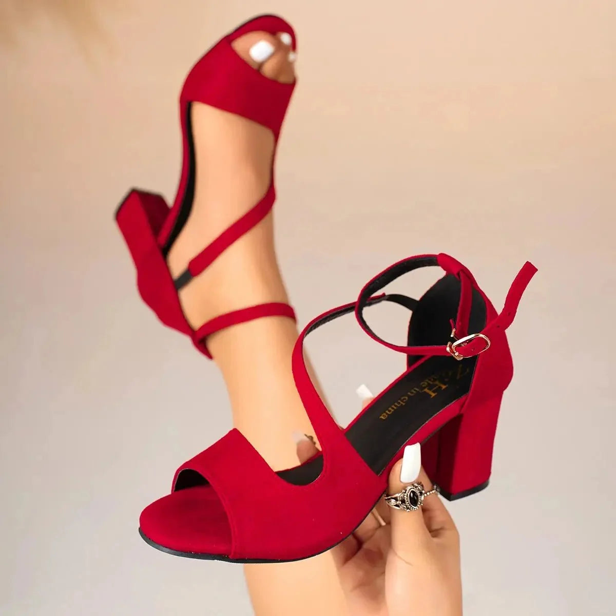Plus size women's open toe heeled sandals with zip closure from TrendLux Wear, perfect for office summer wear.
