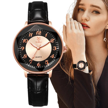 TrenLux Wear Women's Simple Casual Arabic Numeral Leather Strap Business Quartz Wristwatch TrenLux Wear