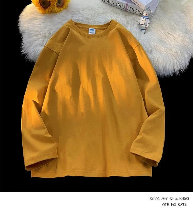 Unisex oversized long sleeve blank T-shirt by My Store 5, shown in a neutral color, available in sizes S to 3XL.